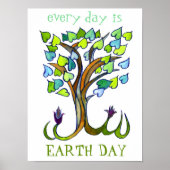 Elke dag redt de Dag van de Aarde bomen hartkunst Poster (Voorkant)