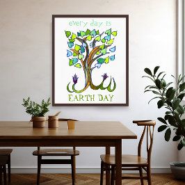Elke dag redt de Dag van de Aarde bomen hartkunst Poster