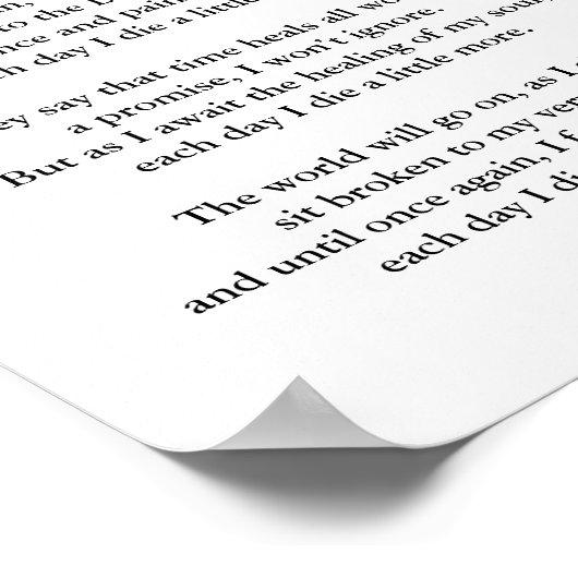 ELKE DAG STERF IK EEN BEETJE MEER POSTER (Hoek)