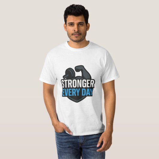 Elke dag sterker Motivatie offerte T-shirt (Voorkant volledig)