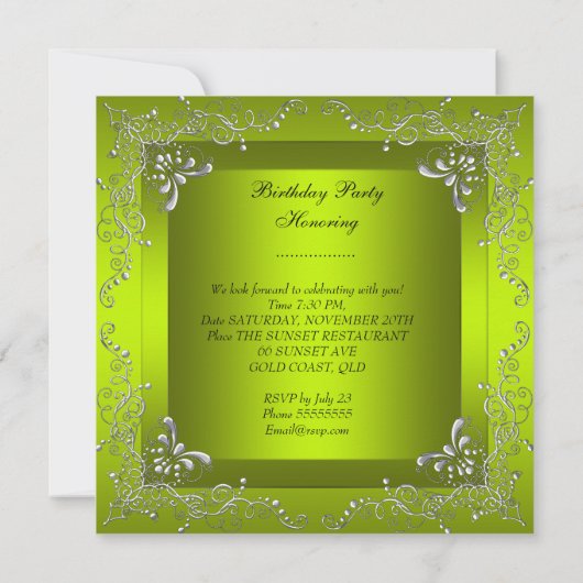 Elke dag van de Agedag in Chartreuse Geel Groen Kaart (Achterkant)