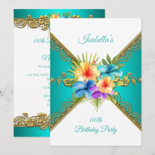 Elke dag van de geboorte Partij blauwgroen blauw g Kaart (Voorkant / Achterkant)