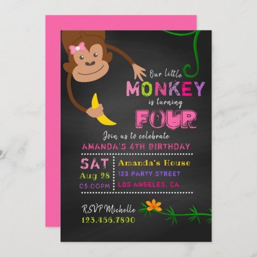 Elke dag van de geboorte van een kleine aap kaart (Voorkant / Achterkant)