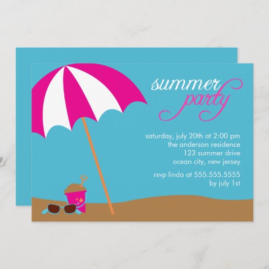 Elke dag van de Partij van de Beach Kaart (Voorkant / Achterkant)