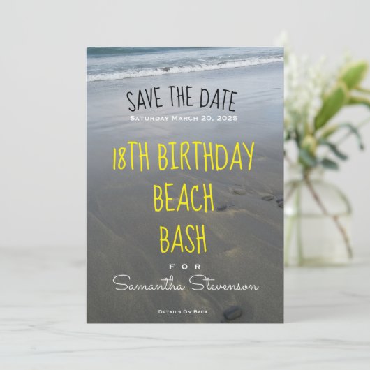 Elke dag van de stranddag Partij elk jaar Uitnodig Save The Date (Staand voorkant)