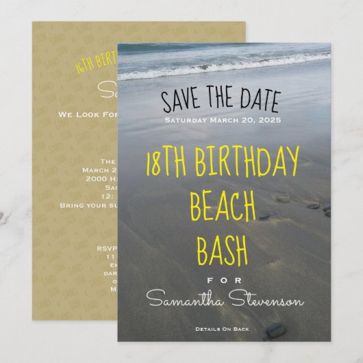 Elke dag van de stranddag Partij elk jaar Uitnodig Save The Date (Voorkant / Achterkant)