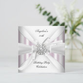 Elke dag van de verjaardag Elegant Roze White Silv Kaart (Staand voorkant)