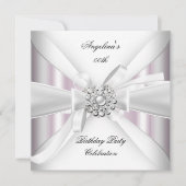 Elke dag van de verjaardag Elegant Roze White Silv Kaart (Voorkant)