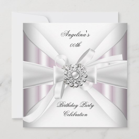 Elke dag van de verjaardag Elegant Roze White Silv Kaart (Voorkant)