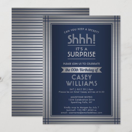 Elke dag van de verjaardag van de legant Navy Blue Kaart (Voorkant / Achterkant)