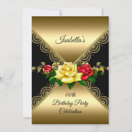 Elke dag van geboorte Partij Zwart Goud Geel Rozen Kaart