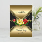 Elke dag van geboorte Partij Zwart Goud Geel Rozen Kaart (Staand voorkant)