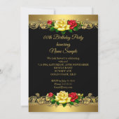 Elke dag van geboorte Partij Zwart Goud Geel Rozen Kaart (Achterkant)