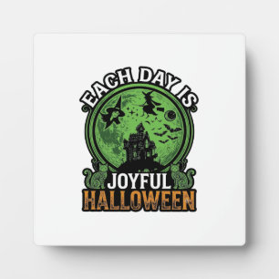 Elke Dag Vrolijke Halloween Spokenhuis Heks Kat Fotoplaat