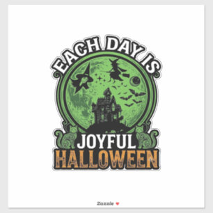 Elke Dag Vrolijke Halloween Spokenhuis Heks Kat  Sticker