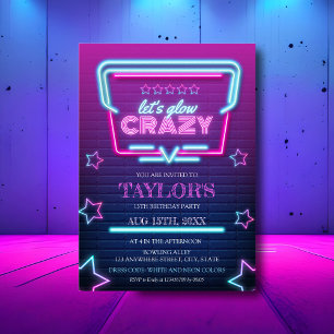 Elke dag weer gloed in het donkerneon Paars blauw Kaart