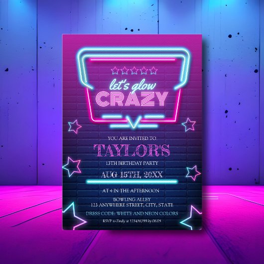 Elke dag weer gloed in het donkerneon Paars blauw Kaart