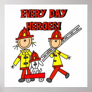 Elke dag weer herkozen brandweerlieden T-shirts en Poster