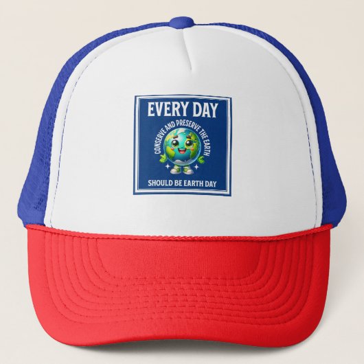 Elke dag zou Earth Day retro ontwerp moeten zijn Trucker Pet (Voorkant)