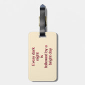 Elke donkere nacht bagagelabel (Achterkant verticaal)