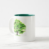 "Elke eikenboom begon als een paar... Tweekleurige Koffiemok (Voorkant links)