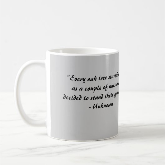 "Elke eikenboom begon... Koffiemok (Links)