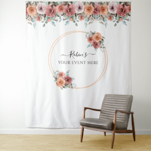 Elke evenement, Blush Perzik Mint Bloem Fotobackdr Wandkleed