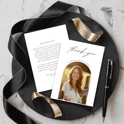 Elke evenement Eenvoudige boog foto Bruidsdouche Bedankkaart