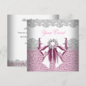 Elke evenement roze diamanten linkpartij kaart (Voorkant / Achterkant)