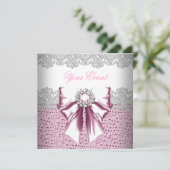 Elke evenement roze diamanten linkpartij kaart (Staand voorkant)