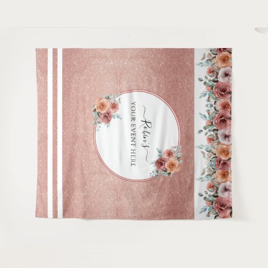 Elke evenement, Roze goud, Perzik Bloemen Foto Ach Wandkleed (Voorkant (horizontaal))