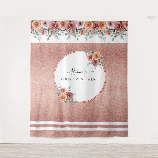 Elke evenement, Roze goud, Perzik Bloemen Foto Ach Wandkleed (Voorkant)