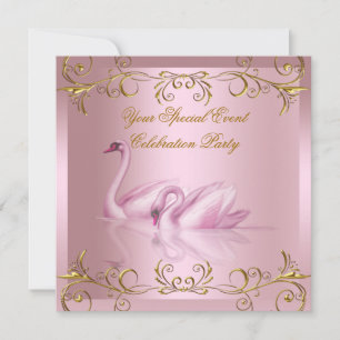 Elke evenement zwanen goud roze elegante feest kaart