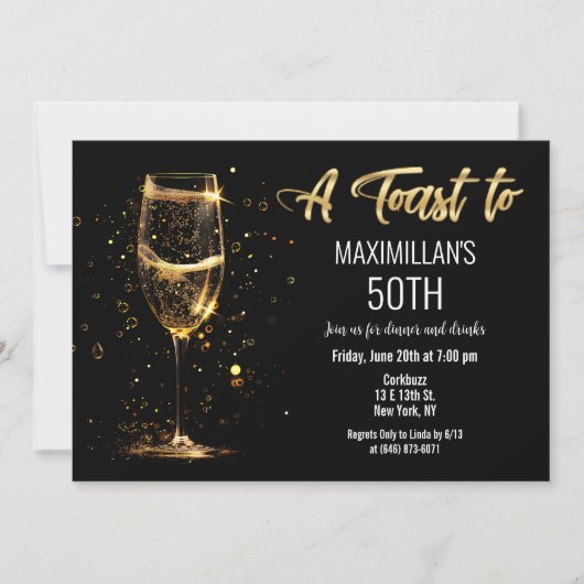 Elke Event Black and Gold Wijn Glas Kaart (Voorkant)