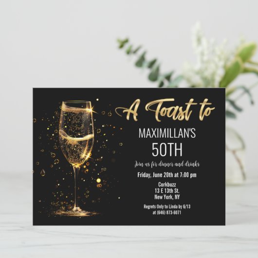 Elke Event Black and Gold Wijn Glas Kaart (Staand voorkant)