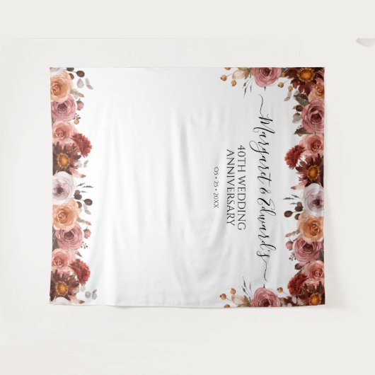 Elke Event Roze en Bordeauxkleurig Bloemmotief Fot Wandkleed (Voorkant (horizontaal))