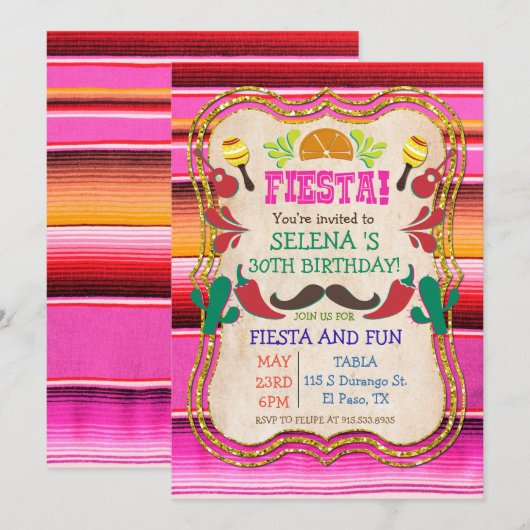 ELKE FEest - Mexicaanse Fiesta Feest Uitnodiging (Voorkant / Achterkant)