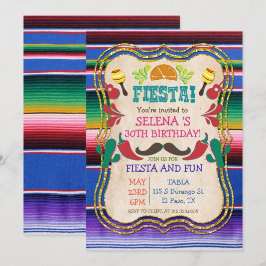 ELKE FEest - Mexicaanse Fiesta Feest Uitnodiging (Voorkant / Achterkant)