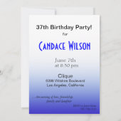 Elke feestviering van de doelpartij blauw kaart (Achterkant)