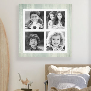 Elke foto zwart-wit turquoise gedecoreerd hout canvas afdruk