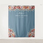 Elke gebeurtenis, Blush Peach Mint Floral Photo Ba Wandkleed (Voorkant)