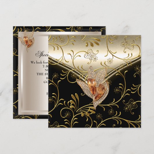 Elke gebeurtenis Elegant Damask Caramel Cream beig Kaart (Voorkant / Achterkant)