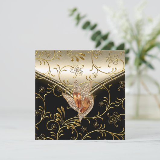 Elke gebeurtenis Elegant Damask Caramel Cream beig Kaart (Staand voorkant)