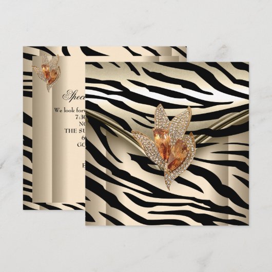 Elke gebeurtenis Elegant Zebra Caramel Cream Black Kaart (Voorkant / Achterkant)
