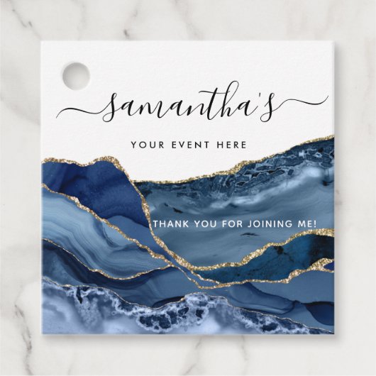 Elke gebeurtenis, elegante blauw agaat en goudkoor bedankjes labels (Voorkant)