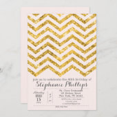 ELKE GEBEURTENIS - Gold Blush Glitter Invitation Kaart (Voorkant / Achterkant)