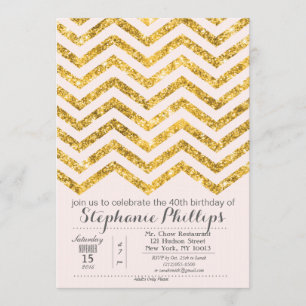 ELKE GEBEURTENIS - Gold Blush Glitter Invitation Kaart