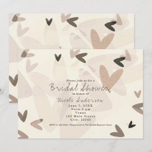 ELKE GEBEURTENIS Roze & Taupe Harten Chic Uitnodig Kaart