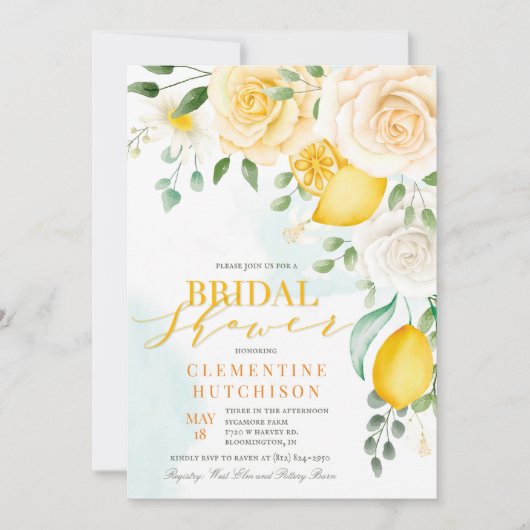 ELKE GEBEURTENIS Waterverf Citroen Citrus Bloemen Kaart (Voorkant)