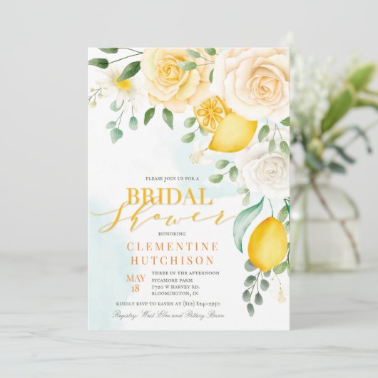 ELKE GEBEURTENIS Waterverf Citroen Citrus Bloemen Kaart (Staand voorkant)